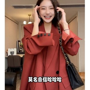 女装 大码 高级感休闲宽松西装 套装 两件套 春装 女胖mm西服阔腿裤 新款