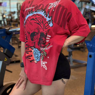 civilregime红渐变骷髅玫瑰短袖 240克柔软水洗轻薄透气高弹力