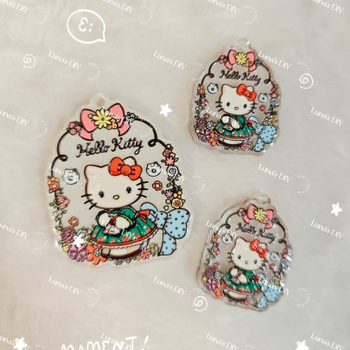 Lunas DIY亚克力醋酸片片hellokitty凯蒂猫吊孔手机链包挂件配件