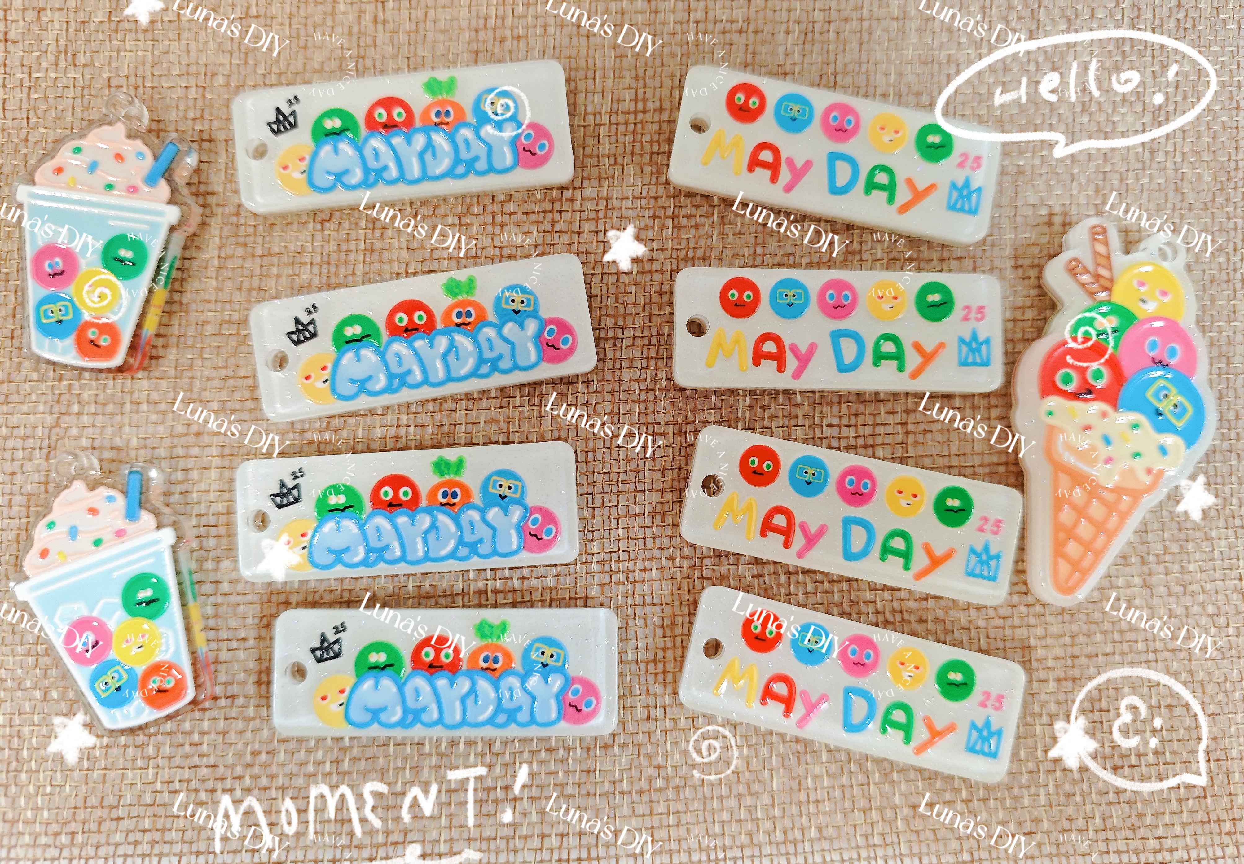 Lunas DIY亚克力醋酸五月天周边物料MAYDAY字牌冰淇淋醋酸包挂件