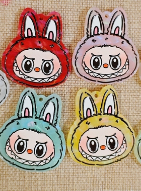 Lunas DIY醋酸片片双面拉布布头吊孔挂饰手机链包挂件配件