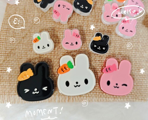 Lunas DIY醋酸兔通孔可爱卡通手机链包挂件配件