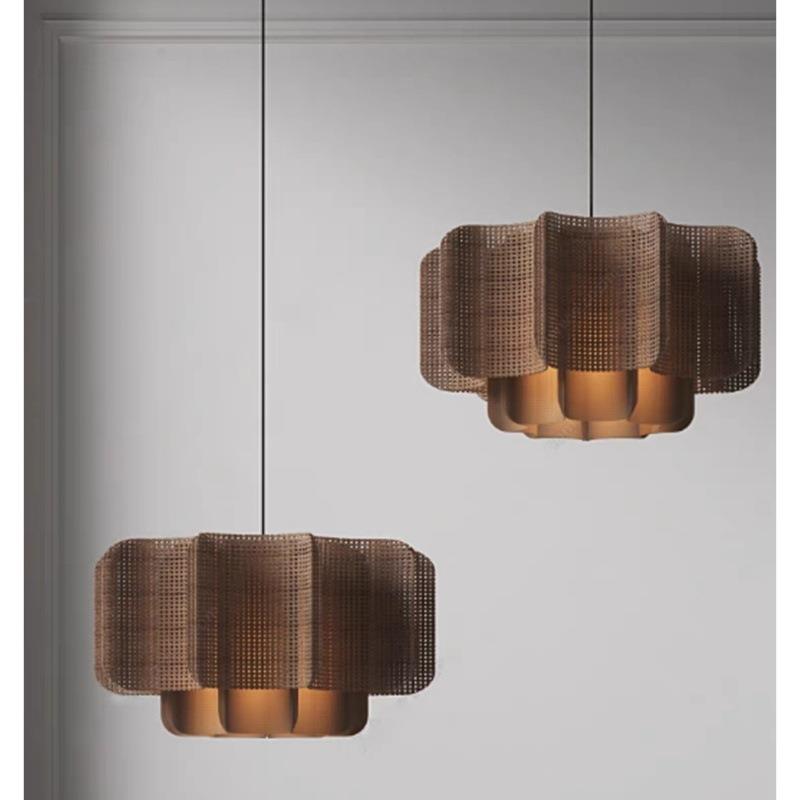 侘寂风日式禅意包厢吊灯藤编仿云石创意造型餐厅设计师氛围高级感