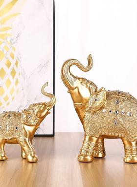 泰国象金银太平吉大象树脂工艺品摆件家居玄关电视柜动物摆件装饰