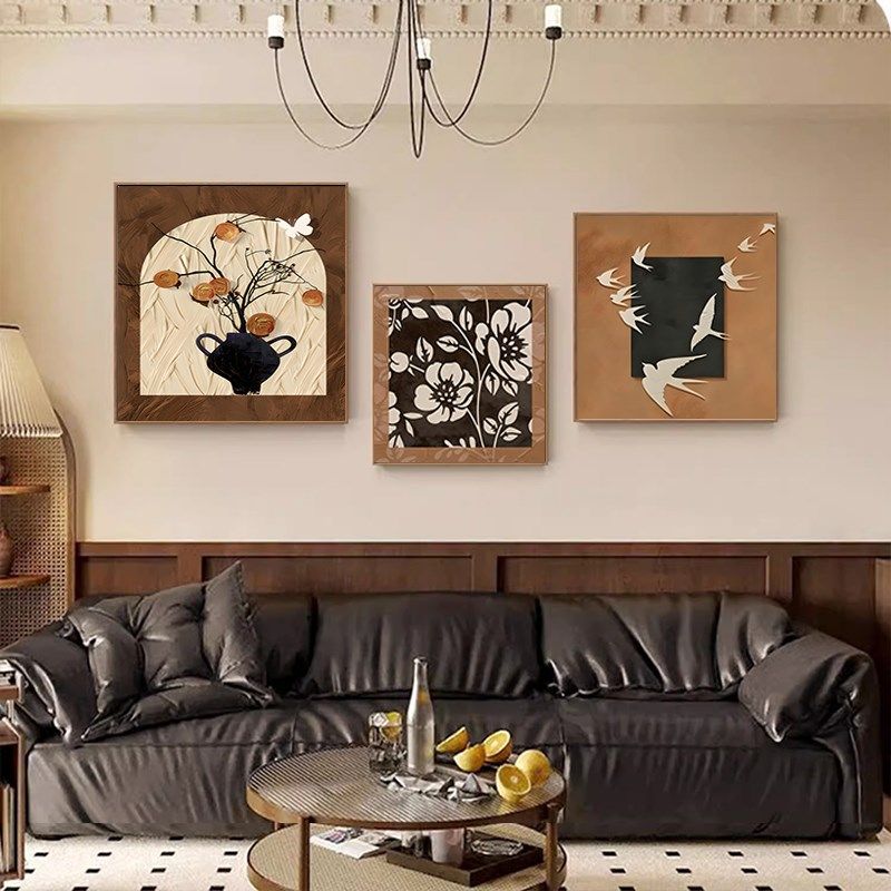 高级感2025新款中古风客厅沙发背景墙装饰画复古餐厅壁画卧室挂画,家居饰品,现代装饰画,淘宝优惠券,粉丝福利购,淘宝优惠卷