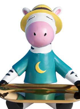 卡通斑马系列可爱萌趣创意收纳托盘笔筒摆件儿童房书房书桌面摆设