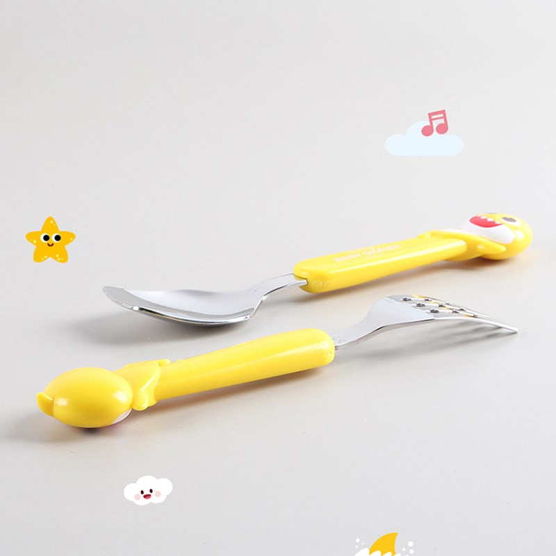 韩国碰碰狐pinkfong儿童学习筷304不锈钢勺子叉子套装练习筷餐具