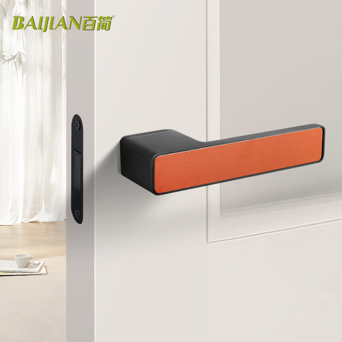 极简门锁室内卧室门把手意式磁吸静音现代房门锁黑色生态实木门锁