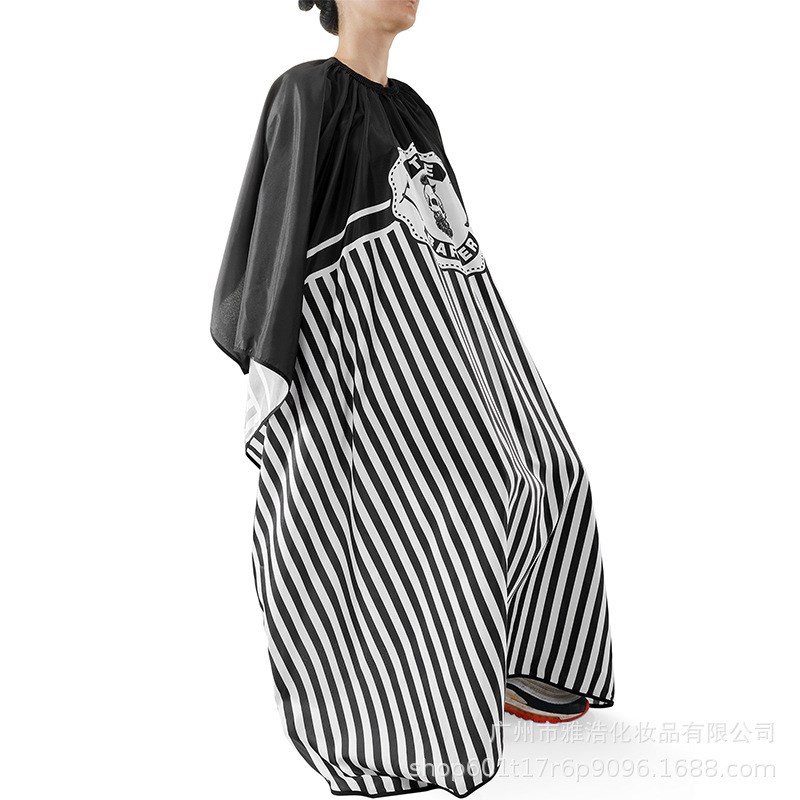 新围布发廊时尚条纹复古成人美发大号理发围布剪发不沾发防水用品