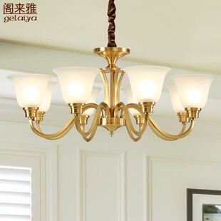 简约餐厅卧室子母灯仿古铜灯 楼客厅吊灯家用大气欧式 美式 别墅复式
