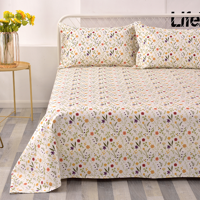 森系小碎花 老粗布床单国民老式炕单三件套加厚款帆布不起球