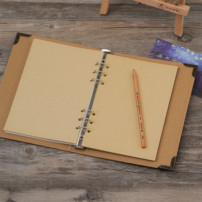 A4B5活页本可拆卸硬壳六孔方格网格空白记事笔记本插画随身手账本