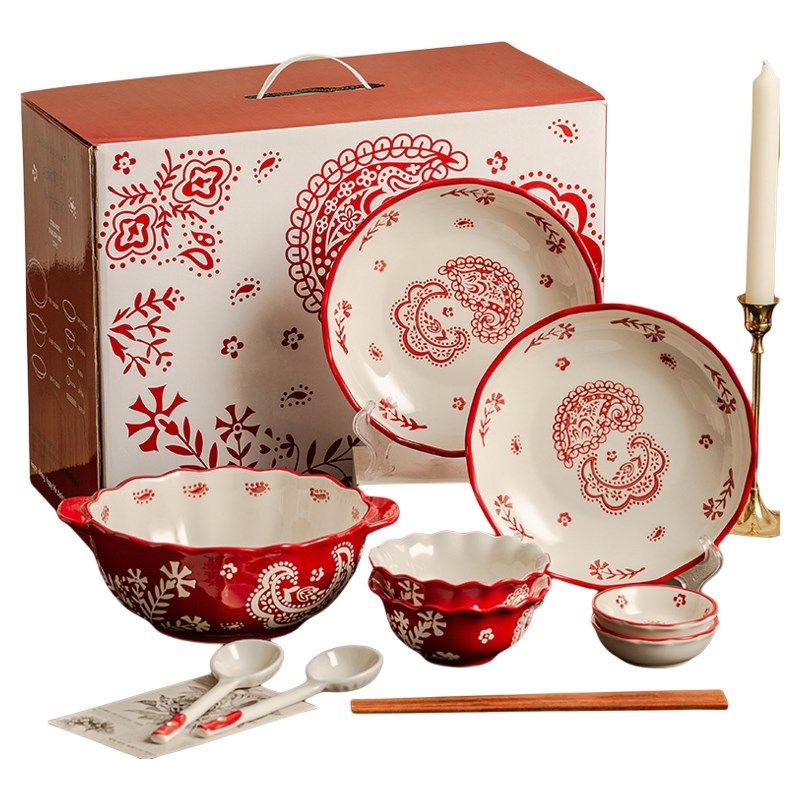结婚陪嫁餐具套装礼盒2024新款新婚订婚礼物碗盘套装送人乔迁新居,餐饮具,碗,淘宝优惠券,粉丝福利购,淘宝优惠卷