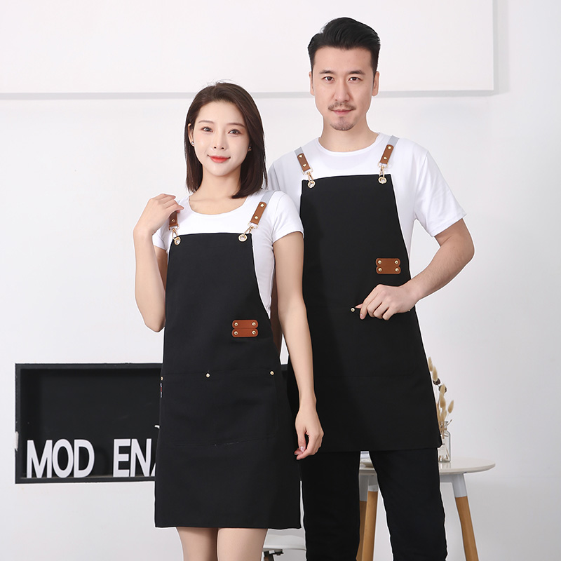 帆布防水围裙奶茶理发店发美师定制新款厨房烘焙洒吧咖啡店工作服