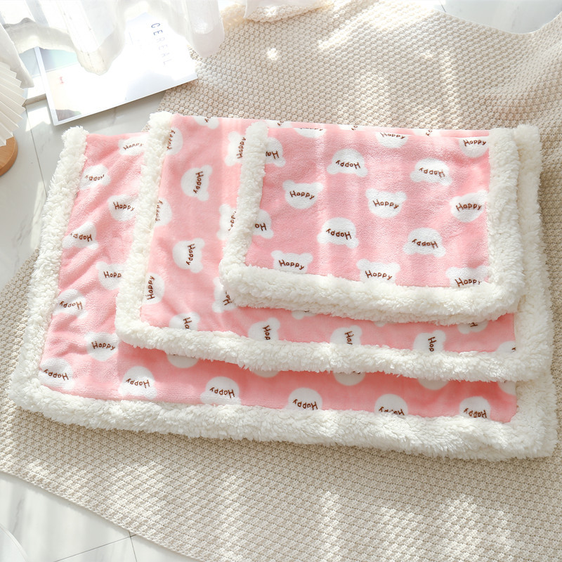 柔软亲肤人宠通用毛毯法兰绒毯子猫垫子 双层加厚保暖窝垫小被子