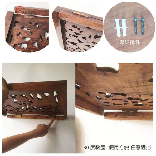 特花开富贵实木雕刻手工彩绘电表箱装饰画餐厅配电箱装饰盒遮挡箱