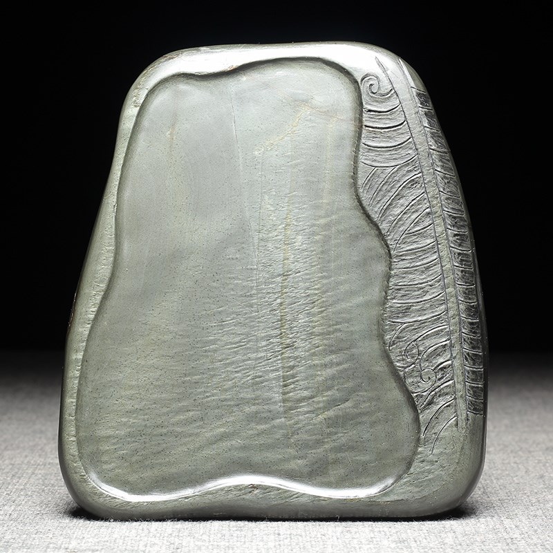 万石君可研磨老坑歙砚书法专用可磨墨安徽歙县砚台研墨眉纹芙蓉天