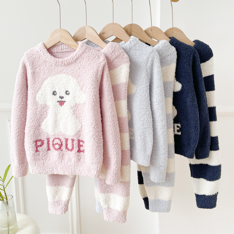 2023冬季新款半边绒儿童睡衣软绵绵珊瑚绒男女童宝宝法兰绒家居服