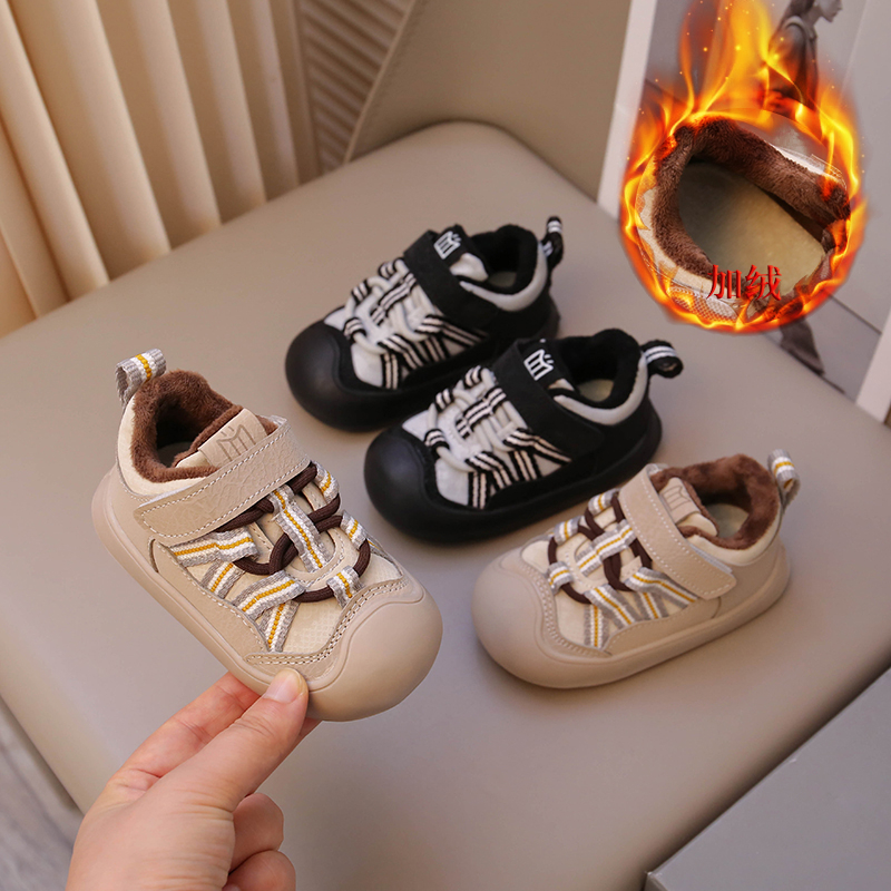 儿童加绒德训鞋冬季小童保暖棉鞋