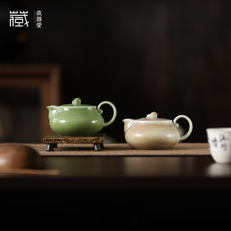 灰念茶壶山岚绿宣黄釉福禄葫芦壶