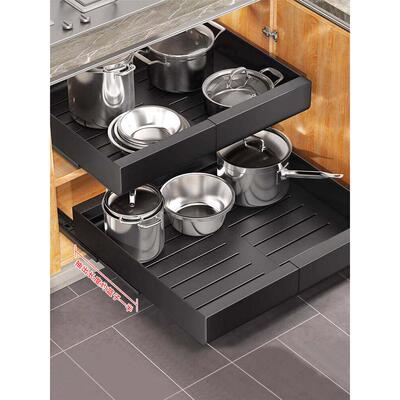 厨房可伸缩储物架无冲孔抽屉式橱柜餐具和调味品拉出篮下的水槽拉