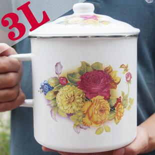 老式16cm特超大号火锅串串泡面缸子覆古怀旧搪瓷杯子带盖凉茶啤酒