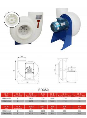 PPD离心风机200耐酸5PE实验室用塑料专通风机F250\350FD\40