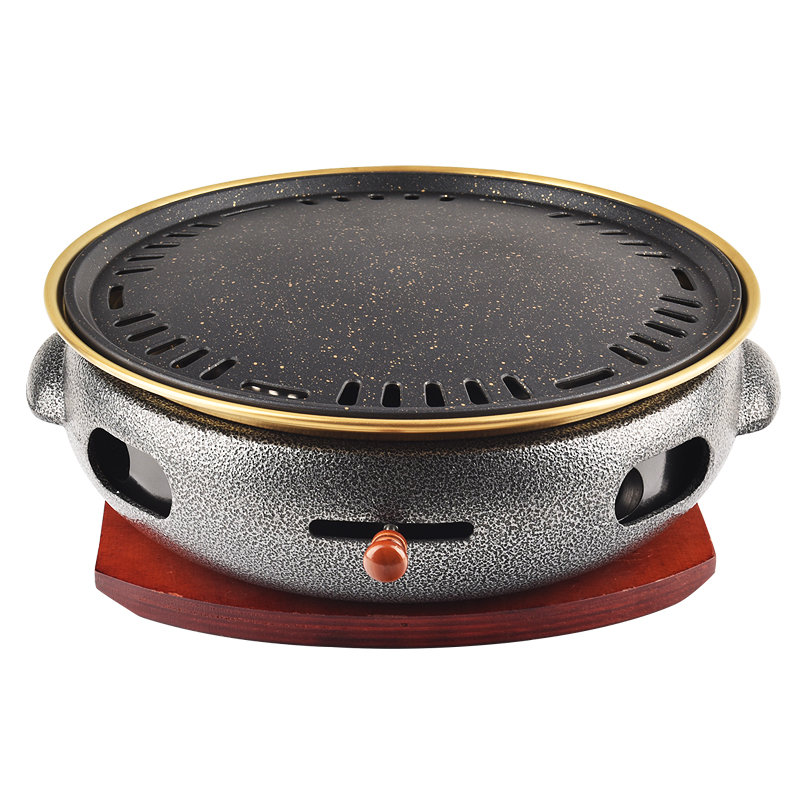 韩式电烤炉商用铸铁电烧烤炉圆形无烟烤肉炉台式日式电烤肉锅省电