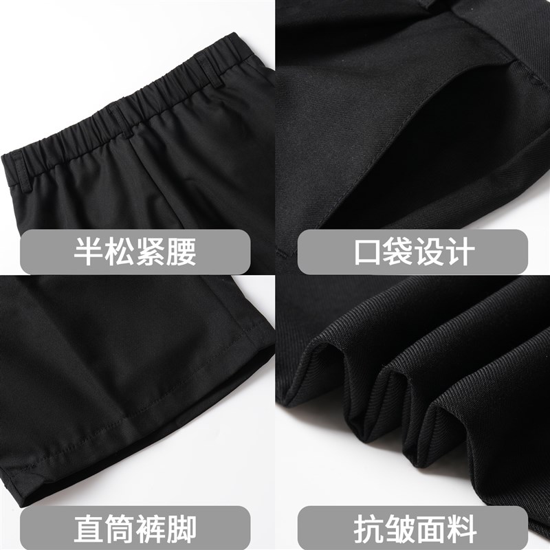儿童深蓝西装裤短西裤男童黑色校服夏季藏青背带中小学生西服演出