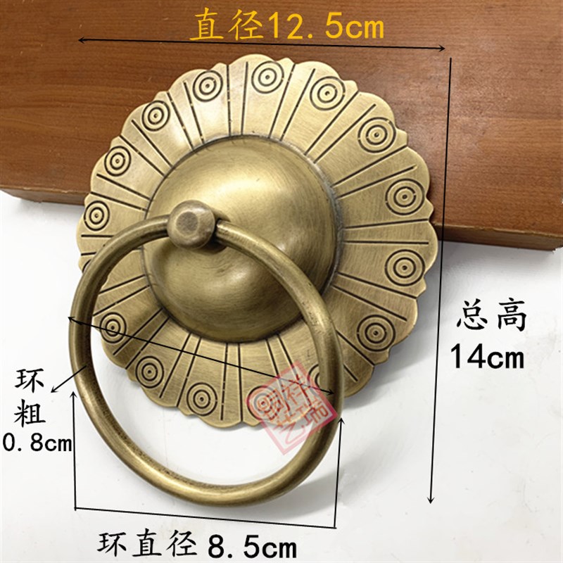 木门拉手青古铜中式大门拉手仿古铁门把手老式门门环实心拉环拉手