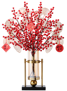 轻奢玻璃花瓶电视柜摆件创意客厅乔迁新居之喜元宵装饰品桌面摆设