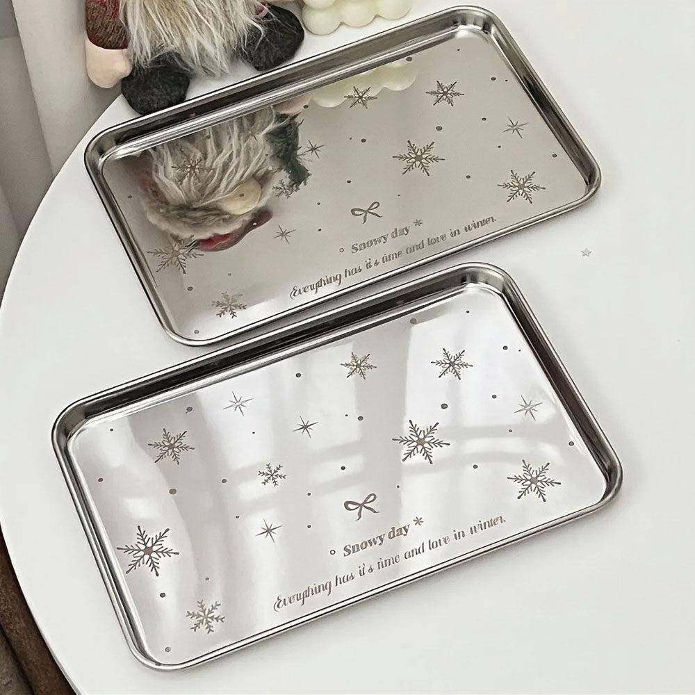 ins风雪花不锈钢托盘杯子点心托盘桌面收纳盘咖啡盘谷美拍摄道具,餐饮具,餐用托盘,淘宝优惠券,粉丝福利购,淘宝优惠卷