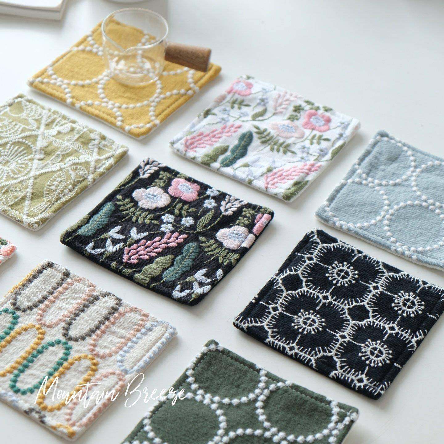 杯垫双层夹棉ins日式清新隔热餐垫布艺隔热美食拍照道具手作刺绣,餐饮具,杯垫,淘宝优惠券,粉丝福利购,淘宝优惠卷