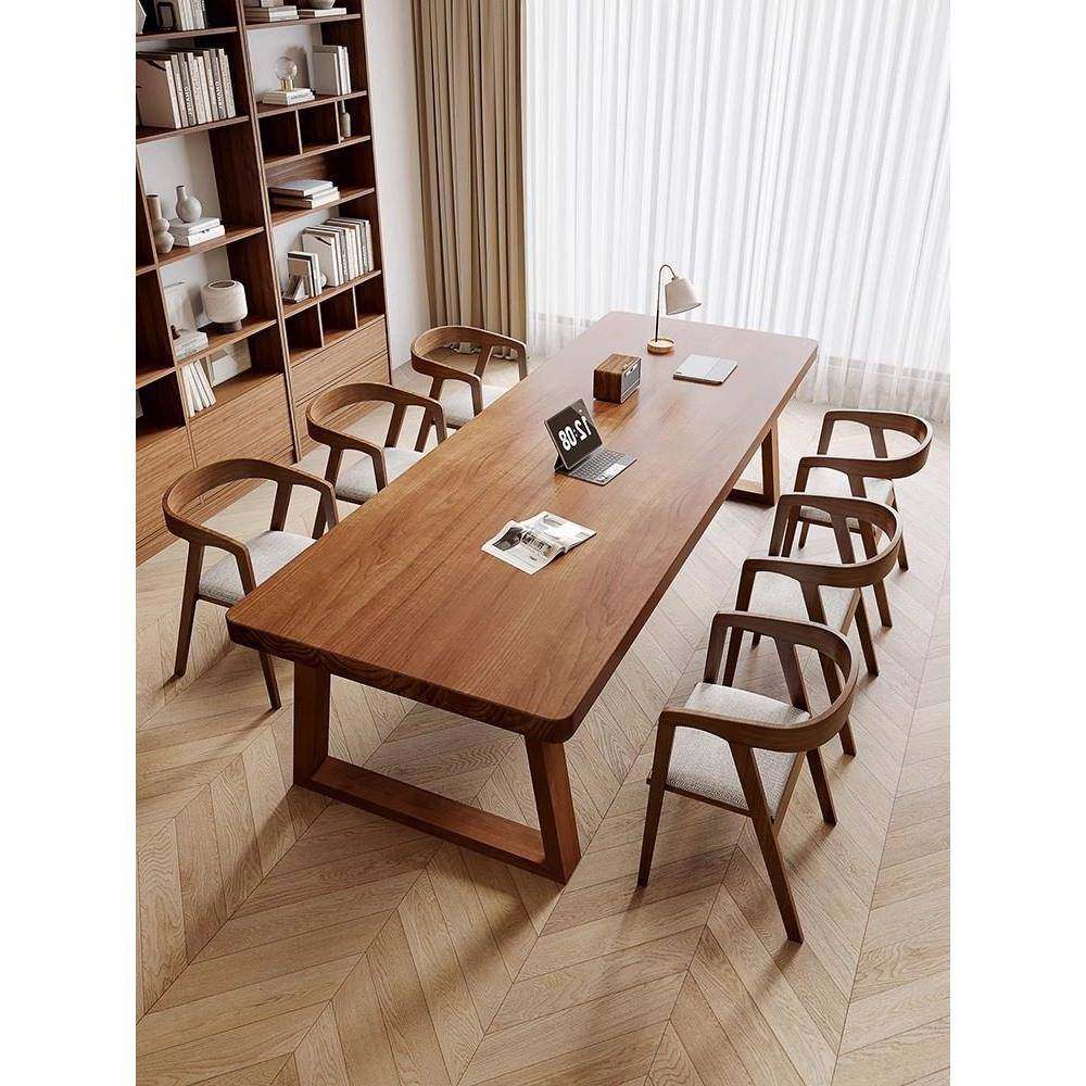 实木桌大板桌办公会议桌长方形洽谈桌简约书桌小型会议室桌椅组合,商业/办公家具,会议桌,淘宝优惠券,粉丝福利购,淘宝优惠卷