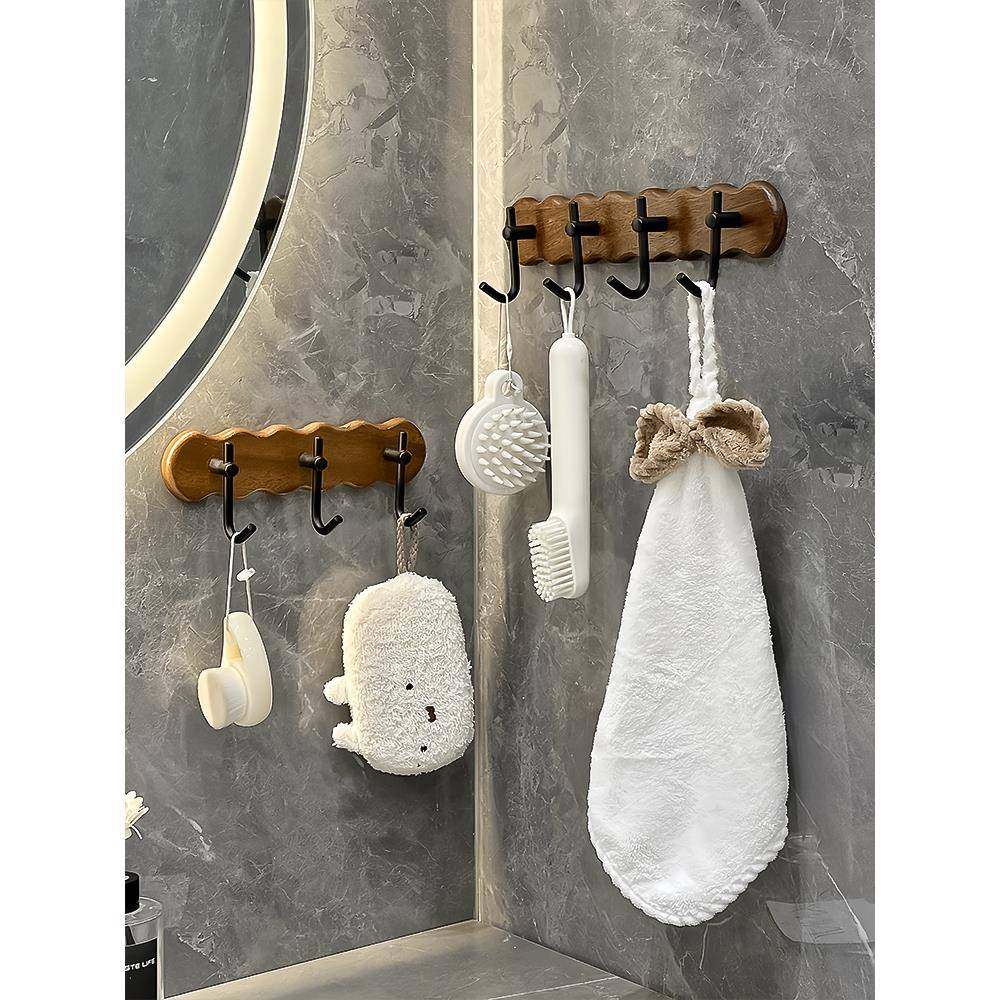 挂钩免打孔强力承重浴室墙上无痕毛巾粘钩厨房门后挂衣架木质排钩