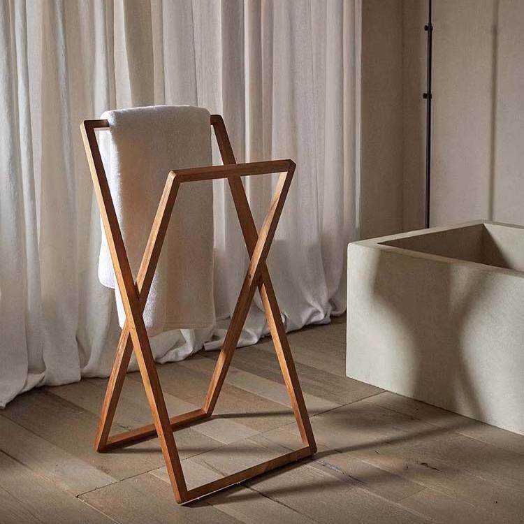 正品欧式简约折叠式浴室毛巾架阳台实木伸缩晾晒木质挂衣架