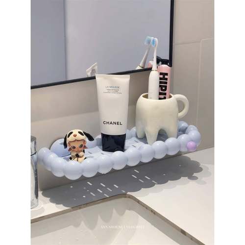 多巴胺云朵浴室置物架免打孔墙上沥水架子卫生间洗漱台吸盘收纳架