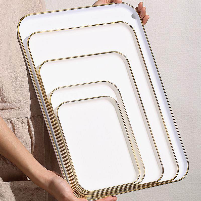 轻奢长方形托盘家用客厅茶几塑料茶盘白色放茶杯水果收纳置物盘,餐饮具,盘,淘宝优惠券,粉丝福利购,淘宝优惠卷