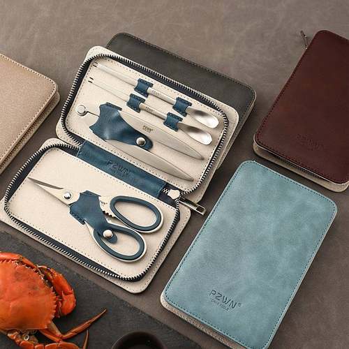 蟹八件吃螃蟹工具304不锈钢拆蟹钳夹子大闸蟹蟹剪蟹叉勺剥蟹神器