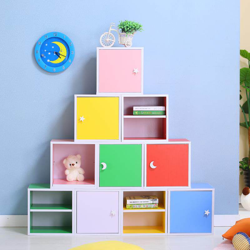 书柜简约书架现代收纳柜单个组合自由格子柜简易架学生书柜储物柜