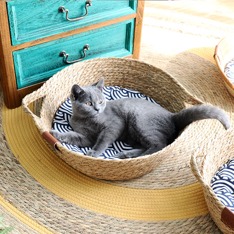藤编猫窝四季通用网红日式编织窝透气可洗狗窝宠物窝猫爪耐磨耐用,宠物/宠物食品及用品,狗窝/屋/帐篷/沙发,淘宝优惠券,粉丝福利购,淘宝优惠卷