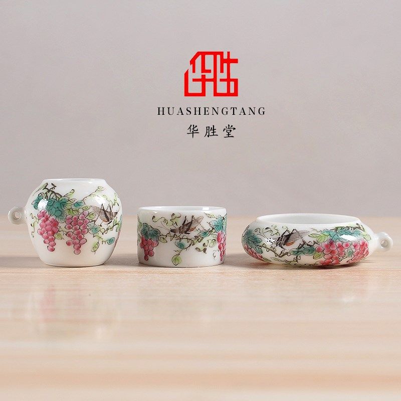 华胜堂 景德镇手绘花鸟草虫绣眼三件套杯鸟食罐小鸟杯 鸟笼配件,宠物/宠物食品及用品,鸟禽喂食器/喂水器,淘宝优惠券,粉丝福利购,淘宝优惠卷