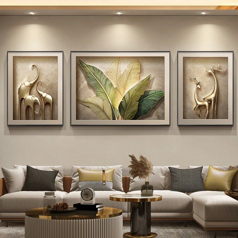 家大爷大客厅装饰画现代轻奢沙发背景墙挂画2025新款高端三联壁画,家居饰品,现代装饰画,淘宝优惠券,粉丝福利购,淘宝优惠卷