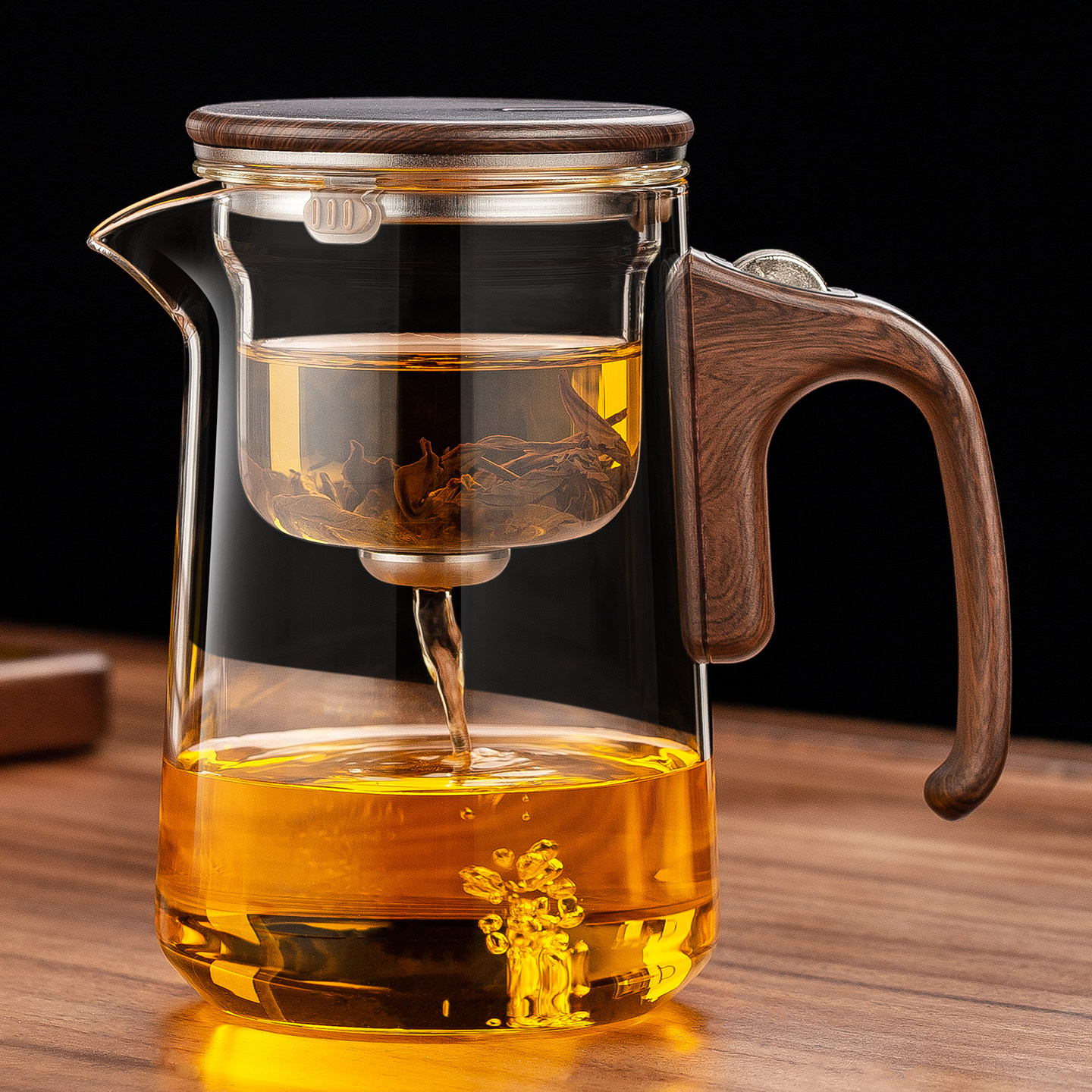 飘逸杯泡茶壶茶水分离家用全玻璃内胆一键过滤磁吸泡茶杯2025新款