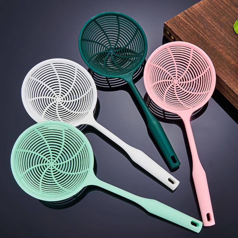 玉厨汇新款塑料漏勺家用厨房拌面 面勺过滤网漏线 线漏长柄加厚大