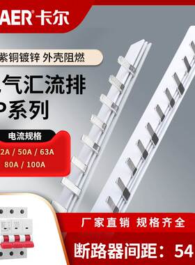 CHAER卡尔 3P紫铜汇流排 断路器54mm接线排PT147/GV2三相63A150A