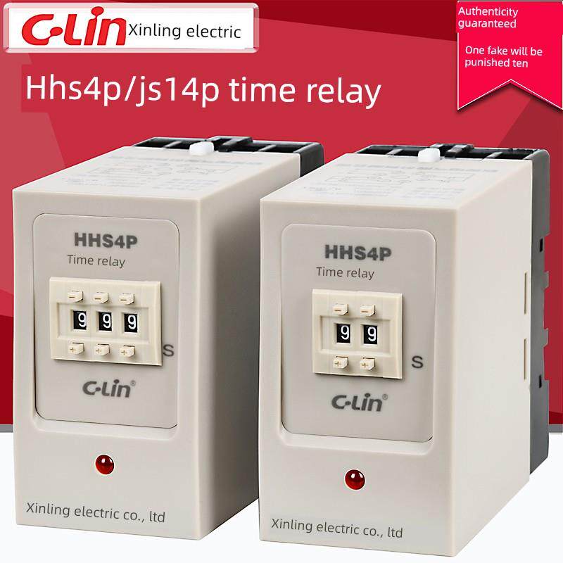 新灵时间继电器Hhs4P/Js14P 9.9S/99S/999M数字Dc24/Ac220V定时器