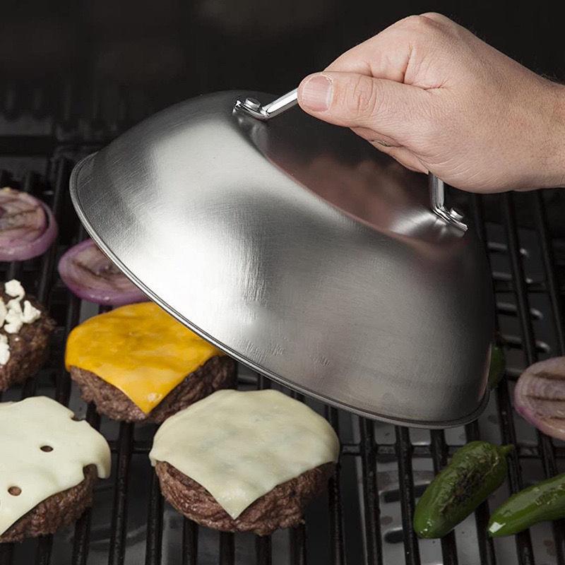 厂家直销不锈钢锅盖加厚铁板烧专用盖子圆形汉堡盖牛排盖子防烫盖