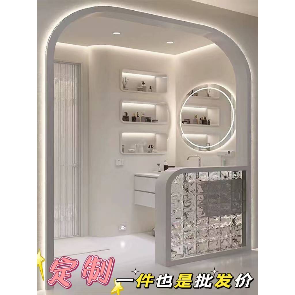 现代极窄门套加灯带定制圆弧拱门不锈钢金属弧形门套包边垭口定制