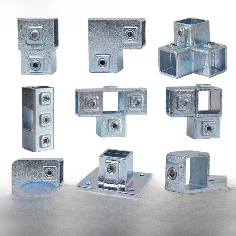 20/25/30/40mm镀锌方铁管接头紧固件钢管接头无焊接头护栏底部